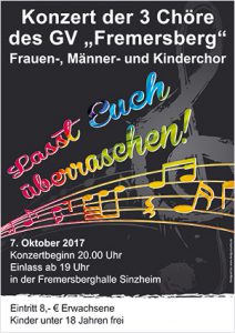 Konzert der 3 Chöre des GV Fremersberg 7.10.2017